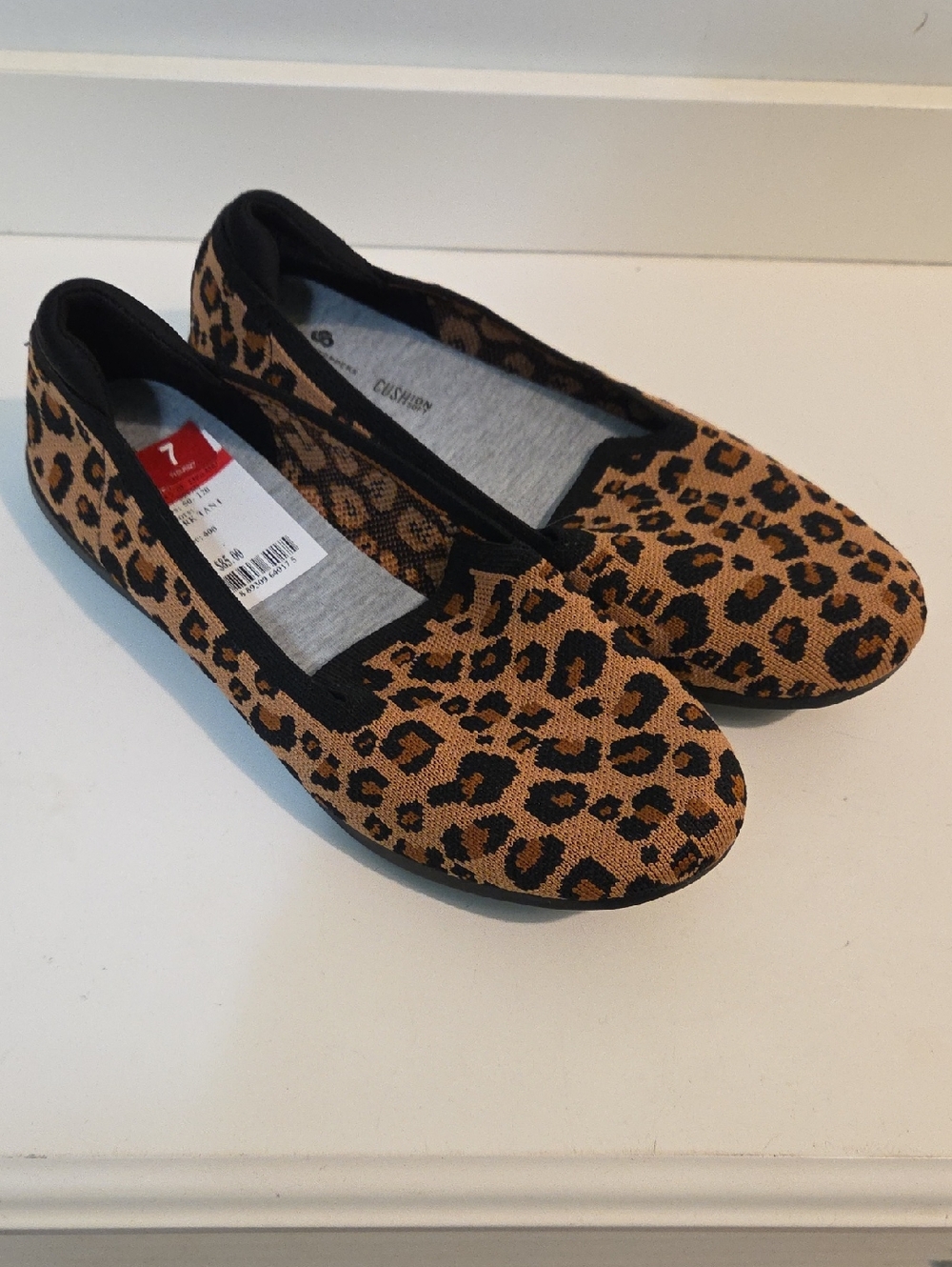 Cloudsteppers by Clarks Leopard-Print Ballet Flats in Brown and Black NWT